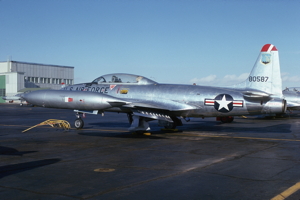 Aircraft #1 - Lockheed T-33A 58-0587, first flown 28 Jul 1972 from Peterson Field, Colorado Springs, CO (KCOS). Photo by Brian 'Buck' Rogers.