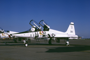 Aircraft #20 - Northrop T-38A 63-8111, first flown 27 Jun 1977 from Williams AFB, Chandler, AZ with instructor Capt D. Pohlman. Photo by Brian 'Buck' Rogers.
