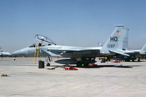 Aircraft #26 - McDonnell Douglas F-15B 76-0137, first flown 23 May 1978 from Luke AFB, Glendale, AZ with Capt Robbie Robinson. Photo by Marty Isham.