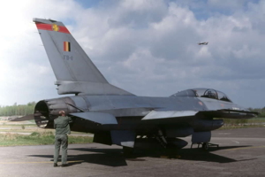Aircraft #32 - General Dynamics F-16B Belgian Air Force FB-11, first flown 15 Oct 1981 from Soesterberg AB, Netherlands (EHSB) with Capt. Crickle