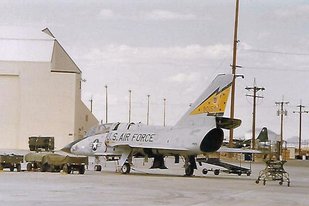 F-106B 59-0159 during engine removal and maintenance.
