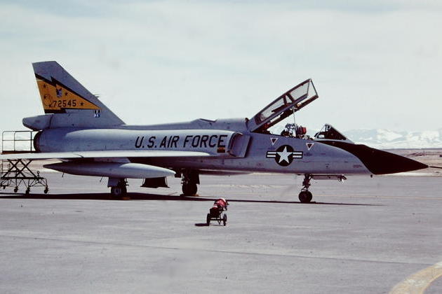 F-106B 57-2545 in 5 FIS 'Spittin Kittens' colors.