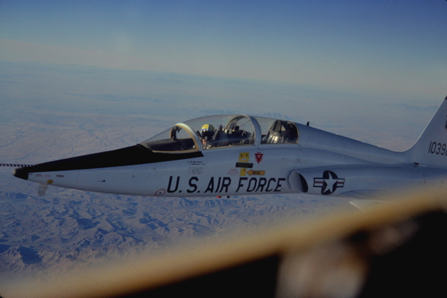 In close on my last T-38 solo during pilot training, on 23 Nov 1977. Photo by Rick Carter.