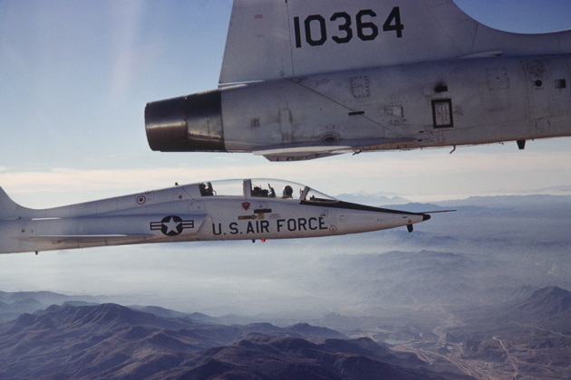 Rejoining on the wing during a T-38 solo flight. Photo by Rick Carter.