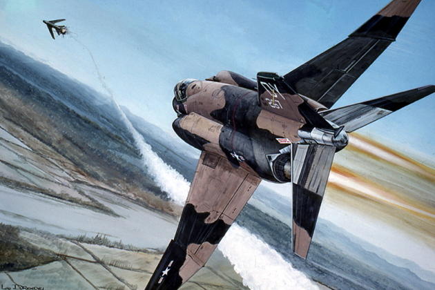 Lou Drendel's painting of John Madden and Chuck DeBellevue's MiG-19 kill in September 1972.
