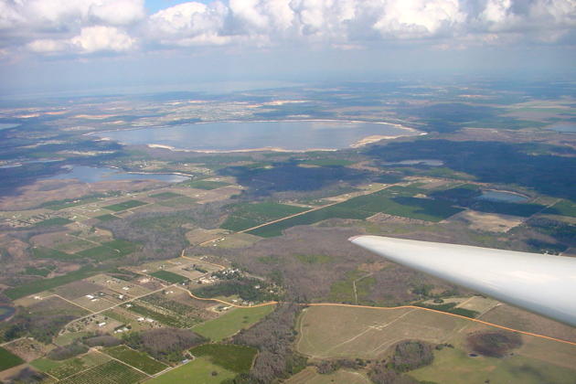 Flat terrain and lots of lakes dominate the landscape around the Seminole Lake gliderport.