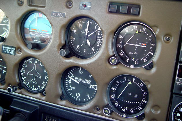A cockpit instrument view from 14,000 feet in the Warrior in the Mt. Rainier wave.