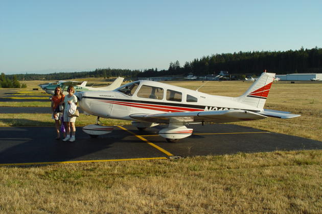 Ma and Debbie with our Warrior at Friday Harbor's airport.