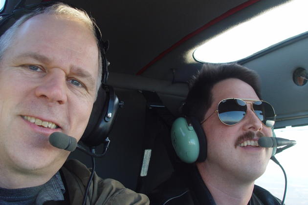 Airborne with Tim Bischof in his Cessna 120.