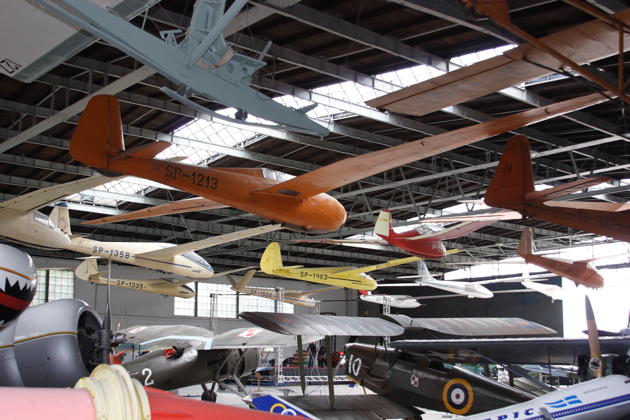 An amazing array of classic sailplanes at the Polish Aviation Museum in Krakow, Poland.