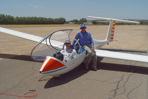 Getting ready to fly with Peter Phillips at Gawler airfield, South Australia.