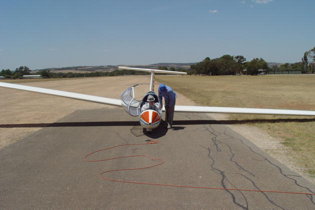 Readying for flight at the approach end of runway 31 at Gawler.