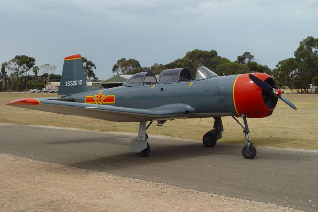 Kevin Lewis' stunning Nanchang CJ-6 on the ramp at Gawler airfield, South Australia.