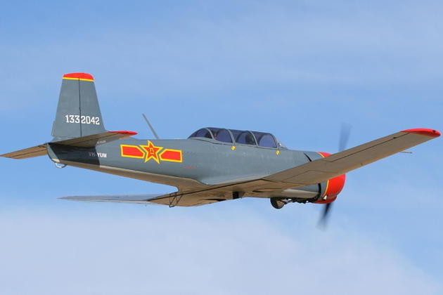 In-flight view of Kevin Lewis' Nanchang CJ-6 VH-YUM. Photo provided by Ryan Hothersall.