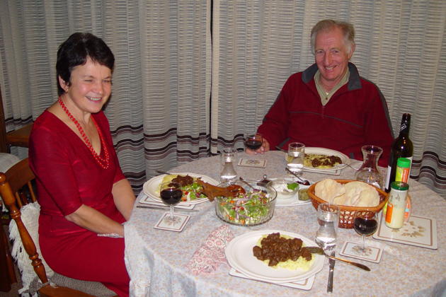 Enjoying Kangaroo Curry with Elizabeth and Kevin Lewis after our Nanchang flight.
