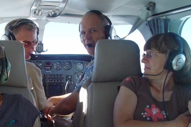 Doug, me and Ma cruising in the Cessna 340. Photo by Michael.