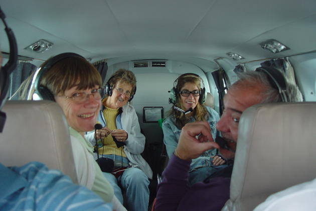 Our 'first class' cabin, with Ma, Ann, Diana and Michael in Doug's Cessna 340.
