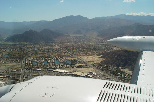 Descending in the Cessna 340 over Palm Springs enroute to the Thermal, CA airport.