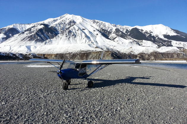 Another beautiful view of CH701 'JUG' after landing on the Waimakariri river bed in New Zealand. Photo by Deane Philip.