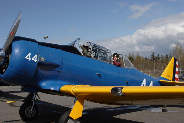 Ready to launch with Alan Anders in his AT-6F for a T-6 three-ship over Bellingham.