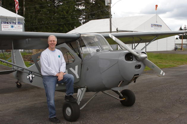 Ready to fly the Aeronca 7AC Champ from Out Of The Blue Aviation at Arlington, WA. Photo by Ron Bellamy.