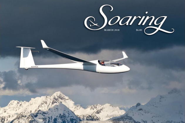 Brad's HP-24/Tetra-15 on the March 2018 cover of Soaring. Photo by Tim Heneghan.
