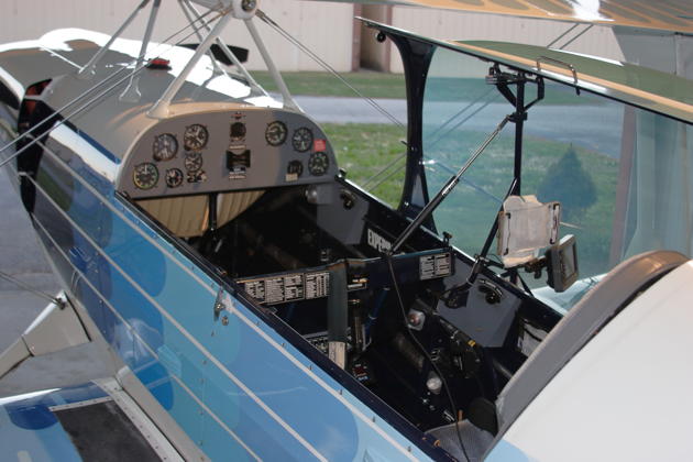 The tight but functional cockpit of the Christen Eagle II.