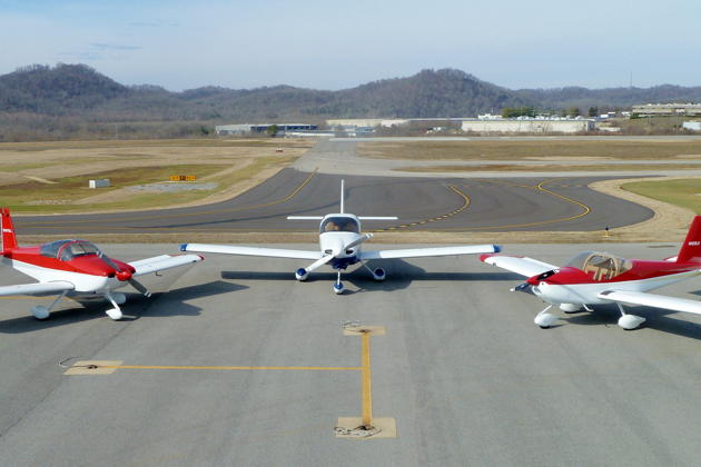 The Masys RV family - the RV-7A (subsequently sold), RV-10, and RV-12. Photo courtesy Dan Masys.