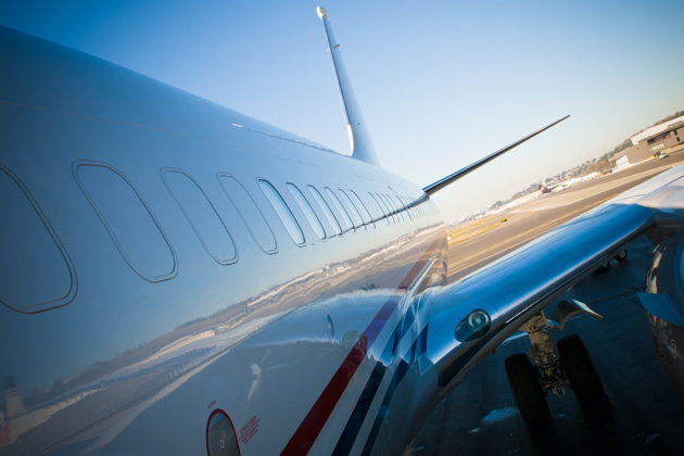 A view from the boarding stairs just before entering Ma's 737 BBJ. Photo by Rebecca Polivy.