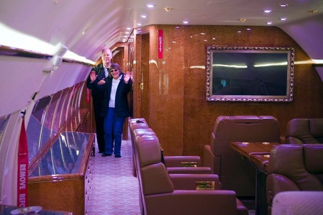 Touring Ma's BBJ. Photo by Rebecca Polivy.