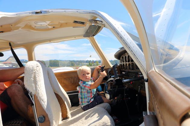 Nathaniel Patrick is ready at the controls for his first flight in our Piper Warrior! 'Yes, I own this airplane!'