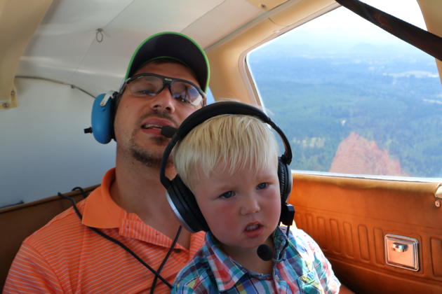 Nathaniel aloft with David on his first flight in 3DC!