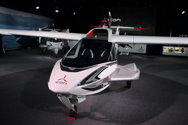 The Icon A-5 - Production Serial #001 just before delivery rollout at Oshkosh to the EAA Young Eagles.