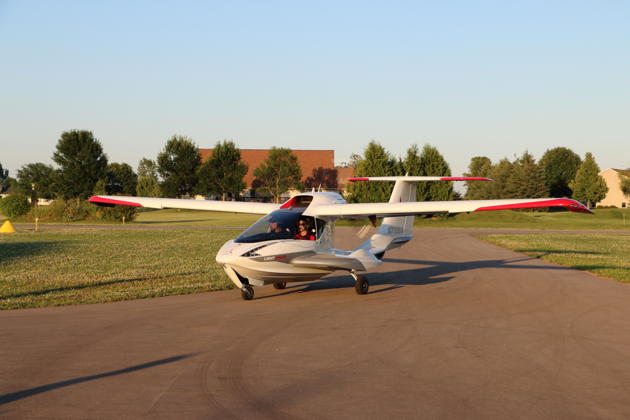 The first production Icon A-5 after landing at Brennand, WI.