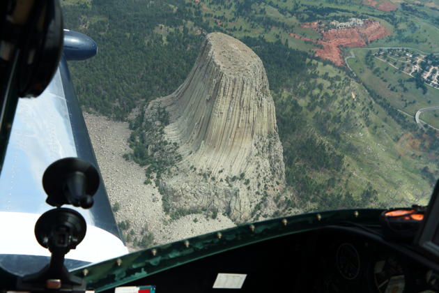 A great view of Devil's Tower from the cockpit of the Navion en route to Oshkosh.
