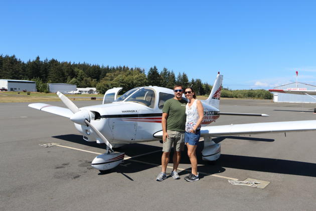 David and Katie after their 'private airline' flight to Orcas Island.