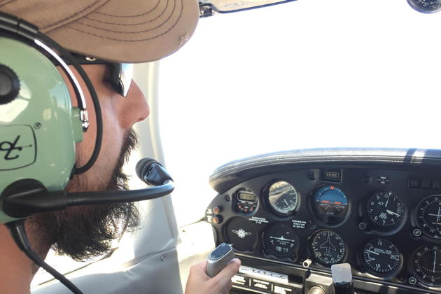 Brian in control of 3DC in-flight over the San Francisco Bay. Photo by Theresa Seitel.