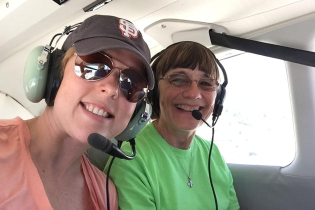 Theresa and Ma cruising over Northern California. Photo by Theresa Seitel.