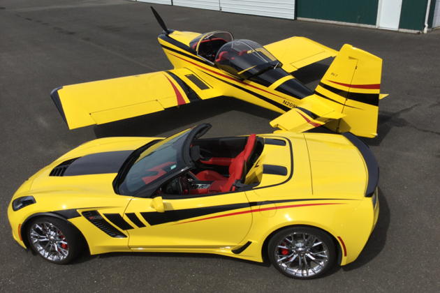Doug's matching RV-7 and Corvette. Photo courtesy Doug Happe.