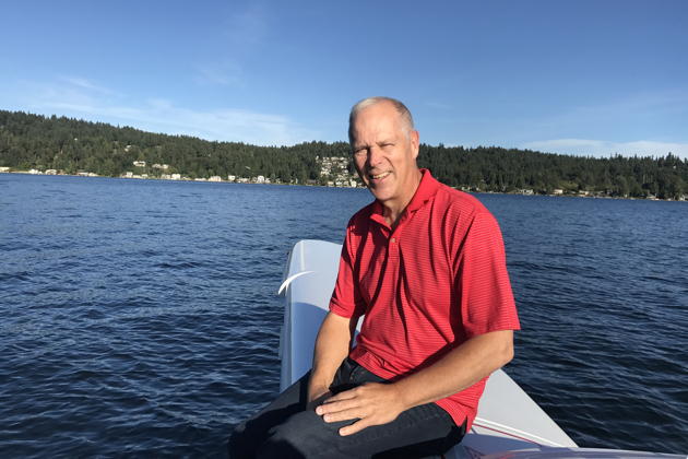 Enjoying the Icon experience on the wing of the A5 on the waters of Lake Sammamish. Photo by Macaela Wright.