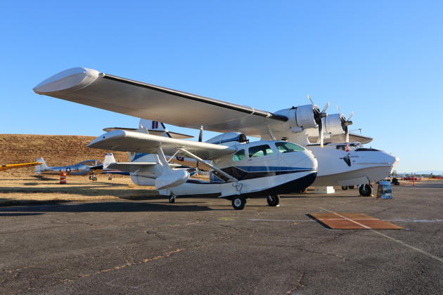 Tom Hoag's Republic Seabee in front of its big brother PBY at Paine Field.