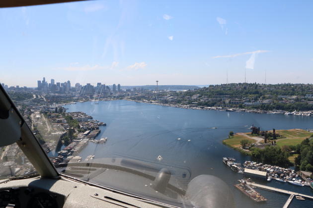 Setting up for final approach to Seattle's Lake Union in Kenmore's Beaver.