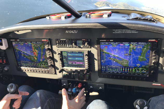 Another view of the impressive cockpit displays, stick and throttle configuration in Jim Ruttler's RV-10.