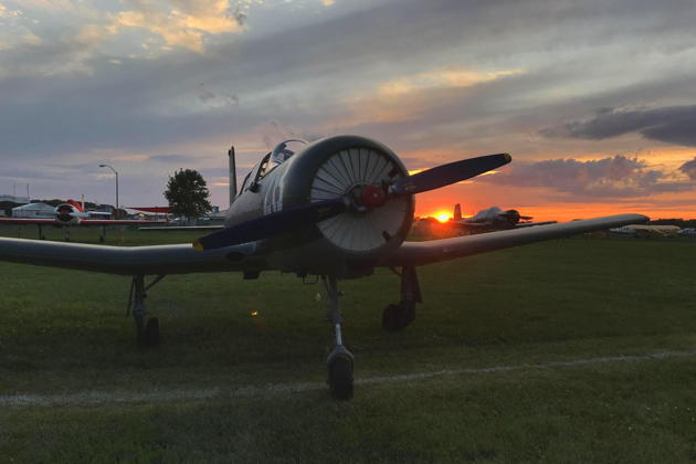 Josephine resting in Warbirds parking at Oshkosh after a successful 16-hour cross-country from Seattle!