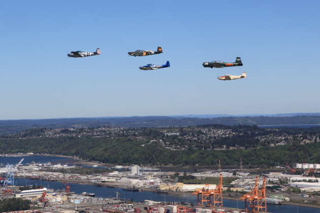 Bravo Flight over the Port of Tacoma. Photo by Dave Richardson.