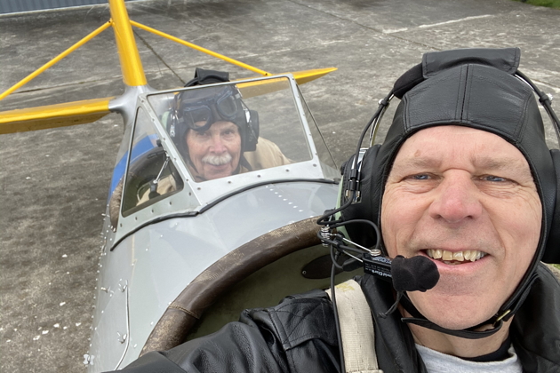 Ready for engine start with Tom Jensen in his N3N.