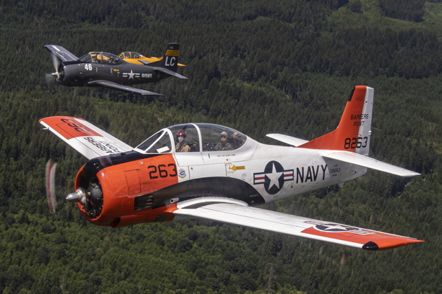 T-28 three-ship forming up. Photo by Brodie Winkler.