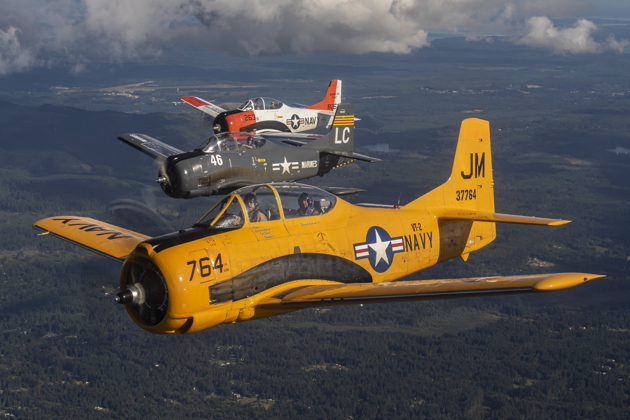 Aligning our T-28 three-ship. Photo by Brodie Winkler.