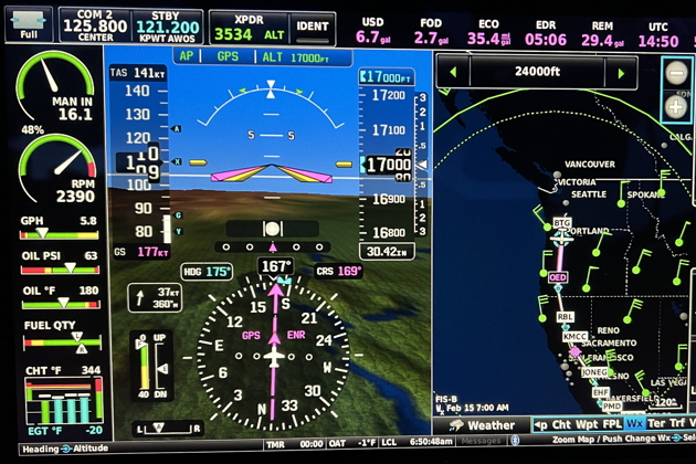 Level at 17K', crossing in to Oregon with the start of good tailwinds.