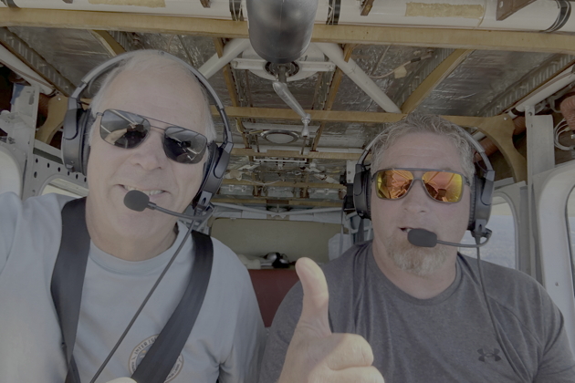 Airborne with Jim Lambert in his Howard, with interior updating still to go. My photo.